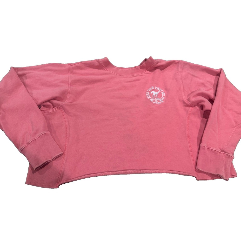 Billabong Wrangler Sweatshirt Small Pink Long Sleeve Pullover Cropped Crop Top